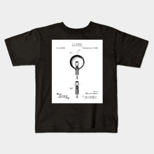 Edison Bulb Patent - Maker Workshop Home Decor Art - White Kids T-Shirt